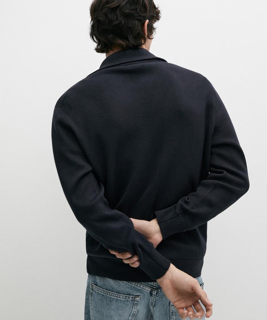 Massimo Dutti 100% Cotton Zip-Up Knit Cardigan