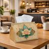 1pc Oriental Mandala for Lotus Tissue Box-Symmetrical Geometric Teal Golden,Durable Napkin Organizer for Car,Kitchen,Dining,Home Decor-Decorative Tabl