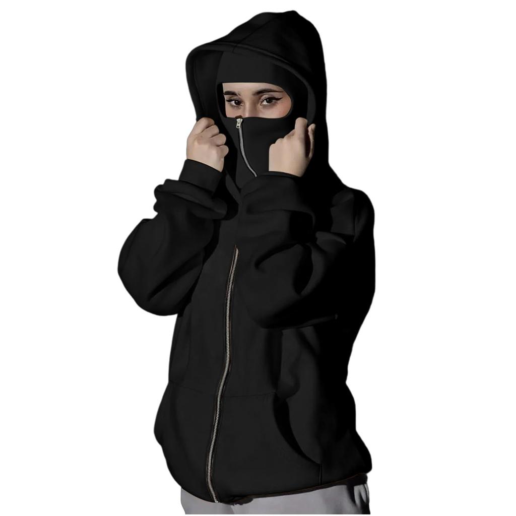 Damen Doppel-Lagen Kapuzen-Reißverschluss-Hoodie-Jacke
