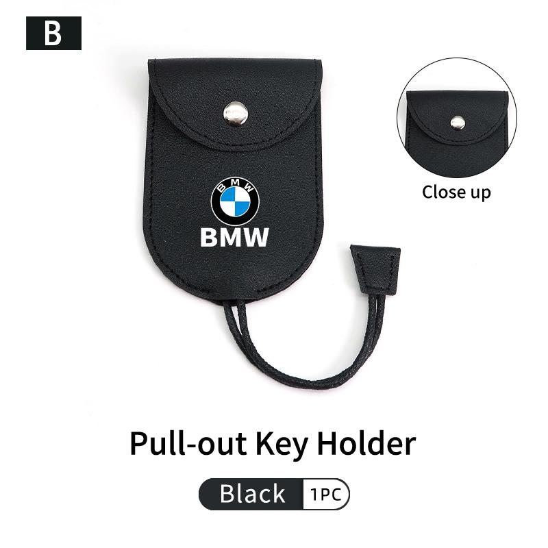 KHQB5 For BMW Leather Car Key Protective Case Keychain Storage Bag Coin Purse Accessories E87 E70 E91 E30 G20 E92 E93 E60 E46 E90 G30