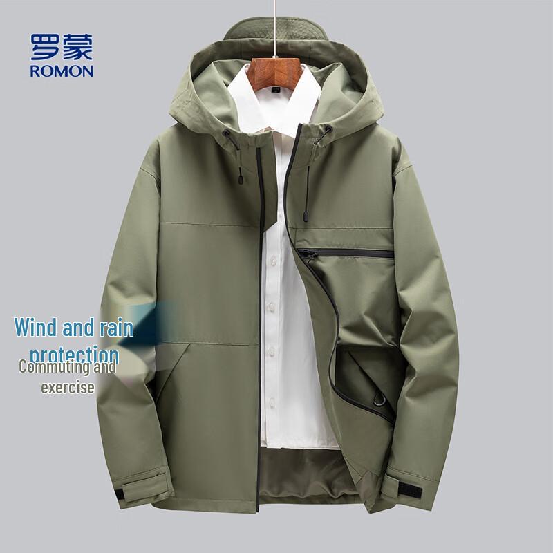 ROMON Men's Mid-length Windproof Hooded Workwear Jacket