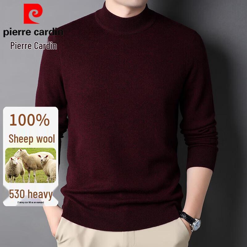 Pierre Cardin Men's Thickened 100% Pure Wool Mock Neck Knit Sweater