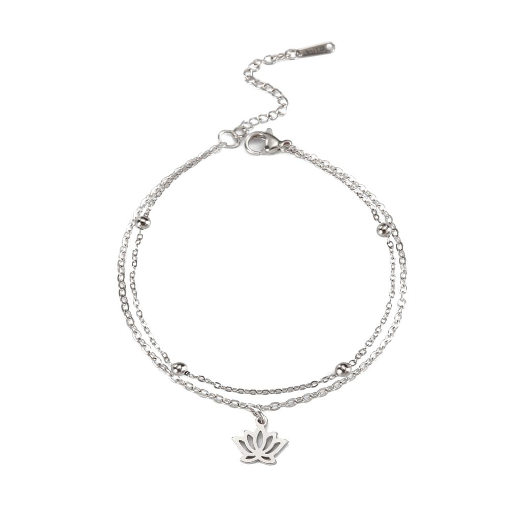 Lotus Pendant Bracelet For Women Natural Bead Charm Anklet Jewelry Anniversary Gift