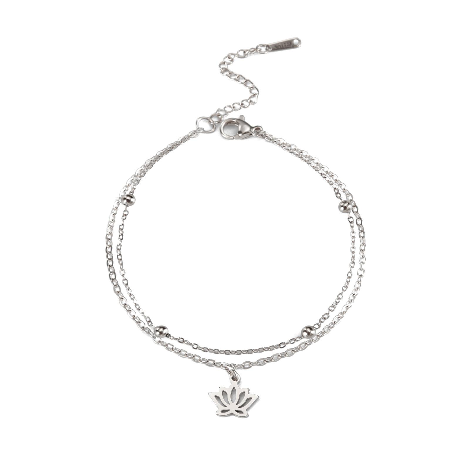 

Lotus Pendant Bracelet For Women Natural Bead Charm Anklet Jewelry Anniversary Gift