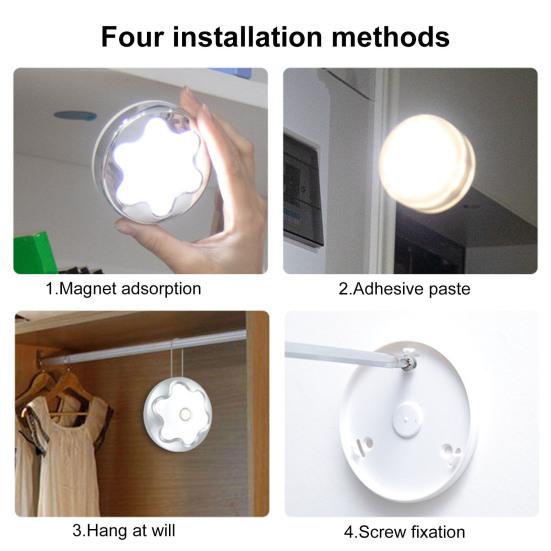 LED Night Lamp Battery Operated 120-Degree Sensing Angle Auto On/Off Super Bright Non-glaring Motion Sensor Light Wardrobe Closet LED Lamp