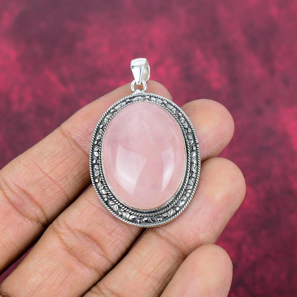 Rose Quartz Jewelry, 925 Solid Sterling Silver Pendant Handmade Gemstone Jewelry, Gifts For Wife Brand New Pendant