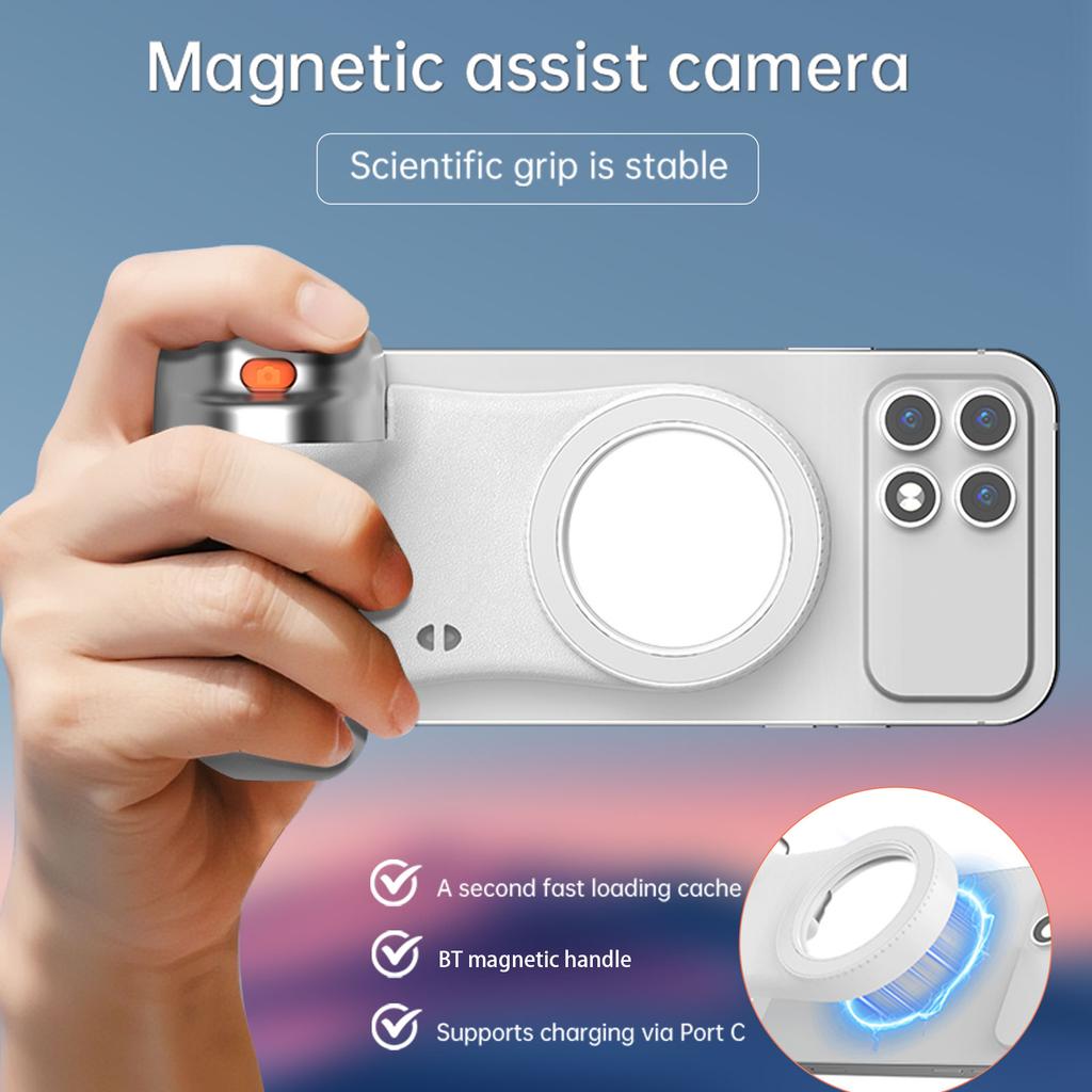 Magnetic Phone Camera Grip Smartphone Photo Holder Selfie Handle Snap with Wireless Shutter Key