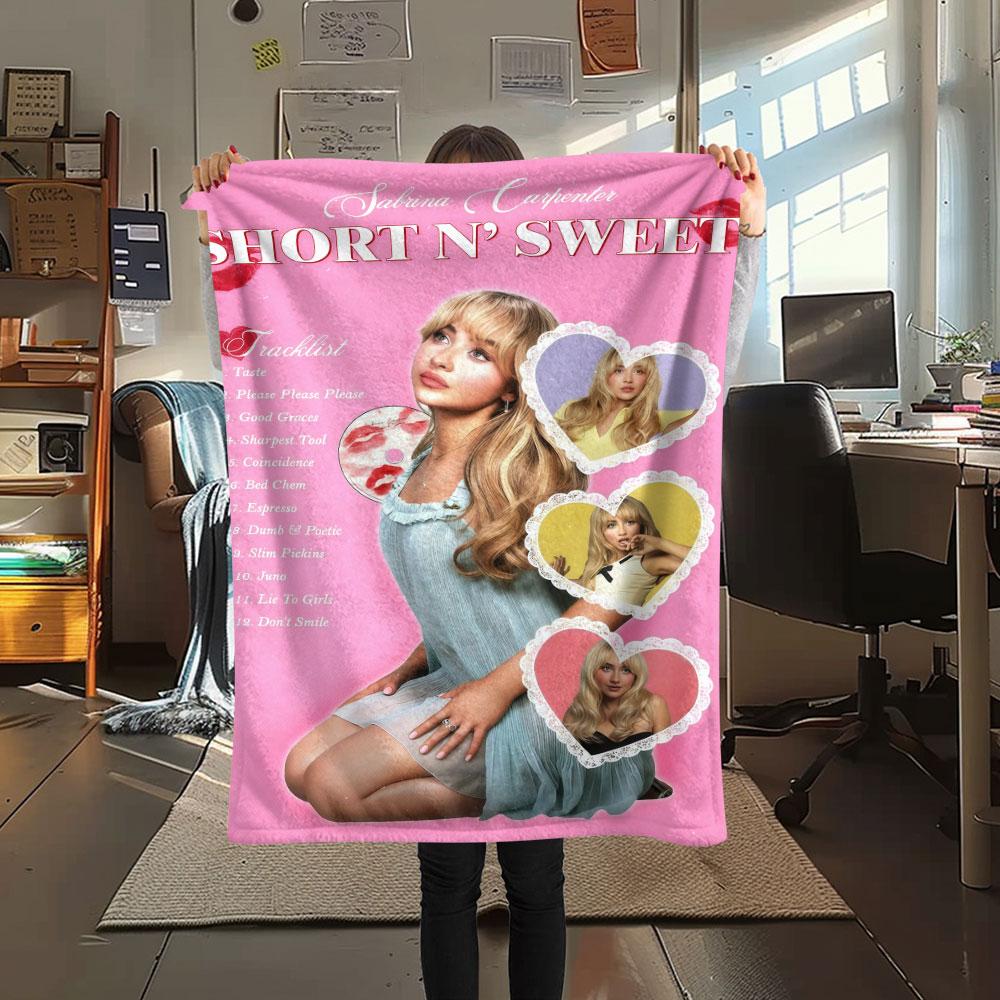 Sabrina Poster Printed Flannel Blanket, Soft Throw for Bedroom Sofa, Washable, Fan Merchandise, Great Gift.