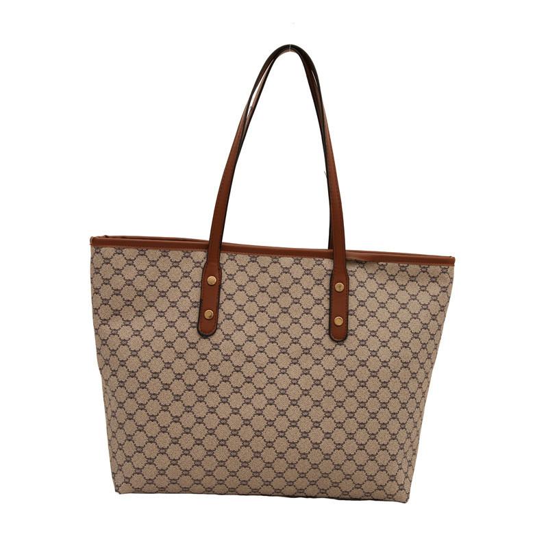 Fashionable Vintage Plaid Tote Bag For Women Stylish Large Capacity Shoulder Bag