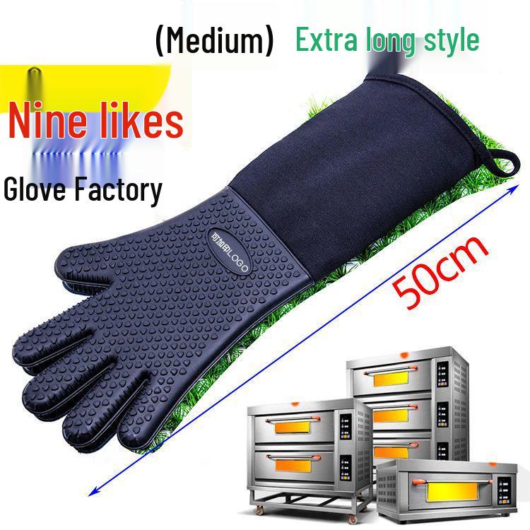 [Nine Likes] Heart-Shaped Silicone Oven & Microwave Heat-Resistant Gloves, Five-Finger Design чёрный