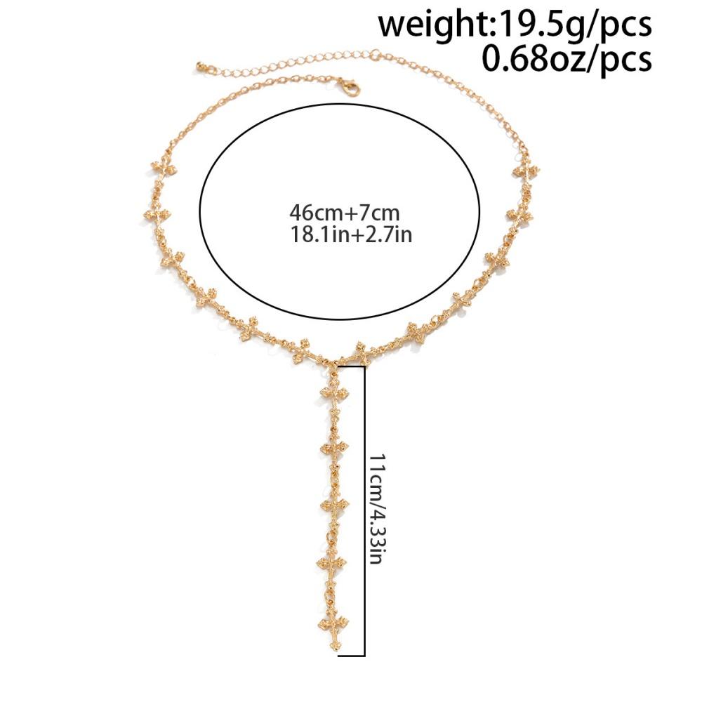 Silberfarbene Y-förmige Kreuz-Quasten-Halskette für Herren Damen Mode Hip Hop Punk Stil Lange Schlüsselbein-Kette Party Schmuck Geschenke