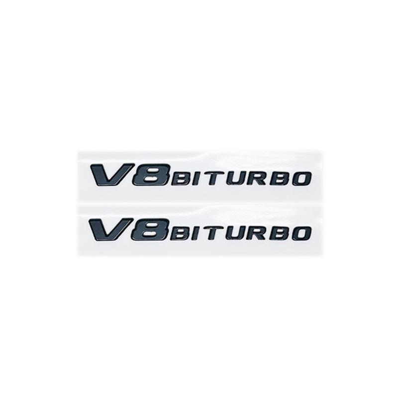 FUP1  Glossy Black V8 Biturbo Emblem Sticker for Mercedes AMG C63 C63s C205 S205 W205 Fender Trunk Rear Logo Decal