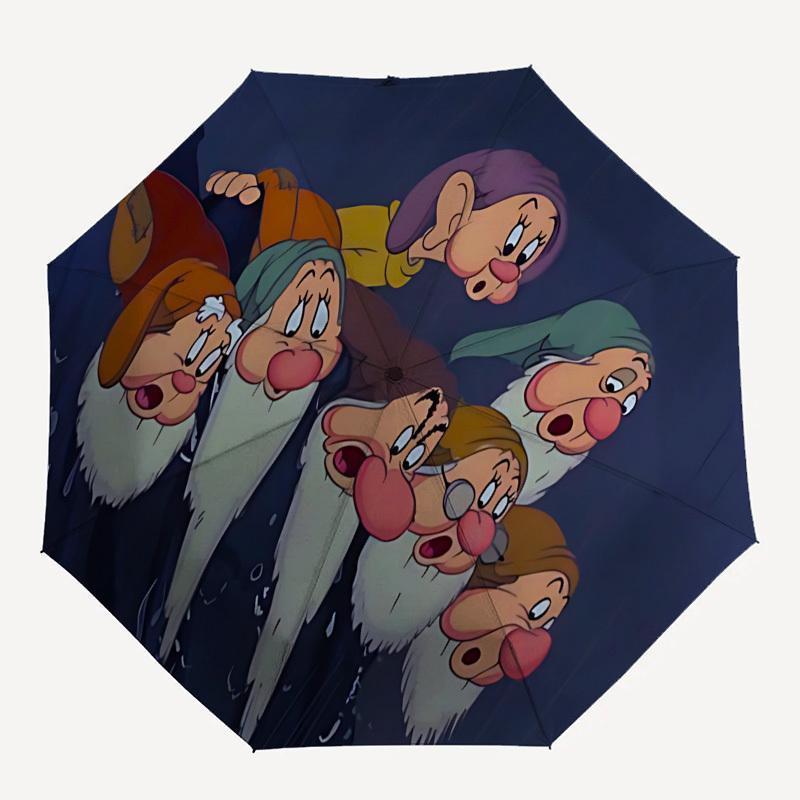 Seven Dwarfs, Snow White Themed Automatic Opening and Closing Umbrella, Brightly Colored 8-rib Portable Umbrella, Suitable for Men and Women, A Perfec