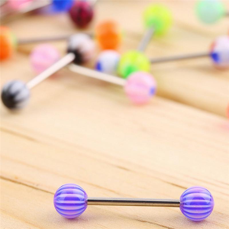 20/50/100Pcs Tongue Bars Surgical Steel Barbell Rings Ball Body Piercing Jewelry