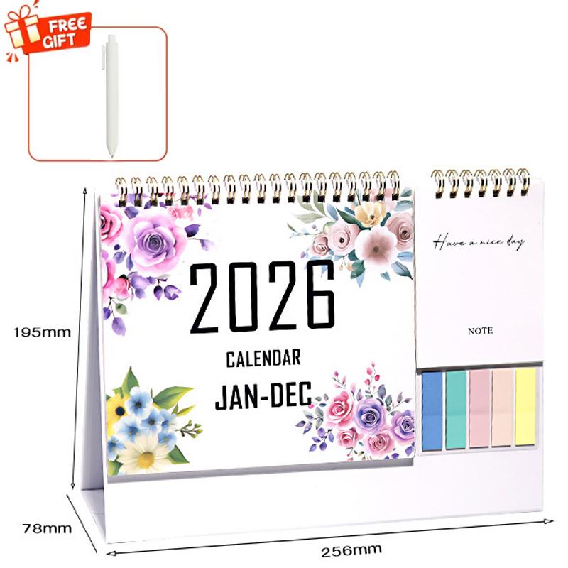 Standing Desk Calendar 2026 Aesthetic Art Calendar January 2026-Dec 2026 Planner Calendar for Organizing & Planning a 1pcs Pen