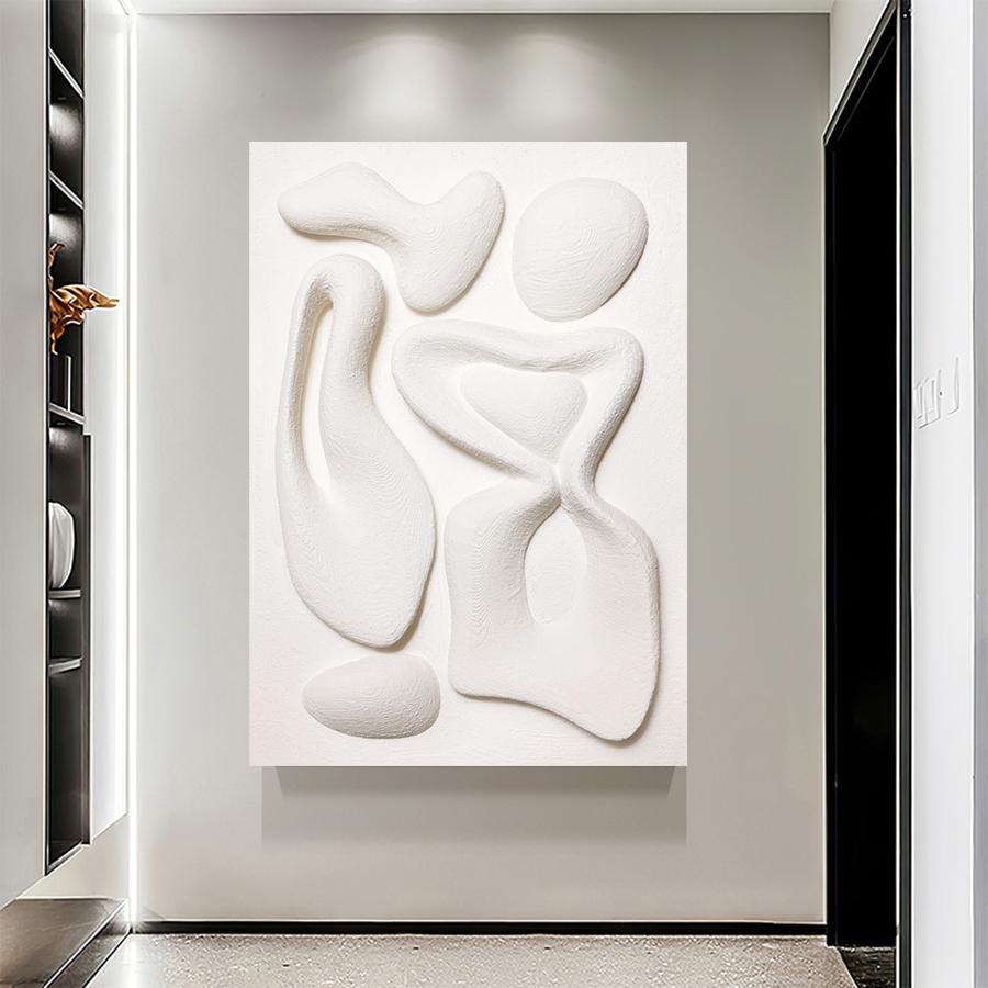 Modern 2D Flat Shapes Texture Prints Posters,  Wabi-sabi Style White Geometry Canvas Painting Wall Arts Wall Decor Unframe