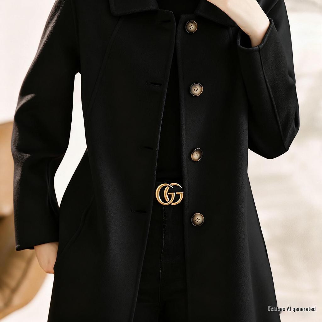 Stylish Woolen Coat with Doll Collar - Regular Fit for Spring, Autumn, and Winter