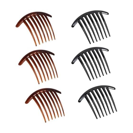 6pcs Updo Hair Accessories Set, 7-Tooth Twist Comb Hairpin, Hair Stick for Easy Hair Styling, Black + Brown