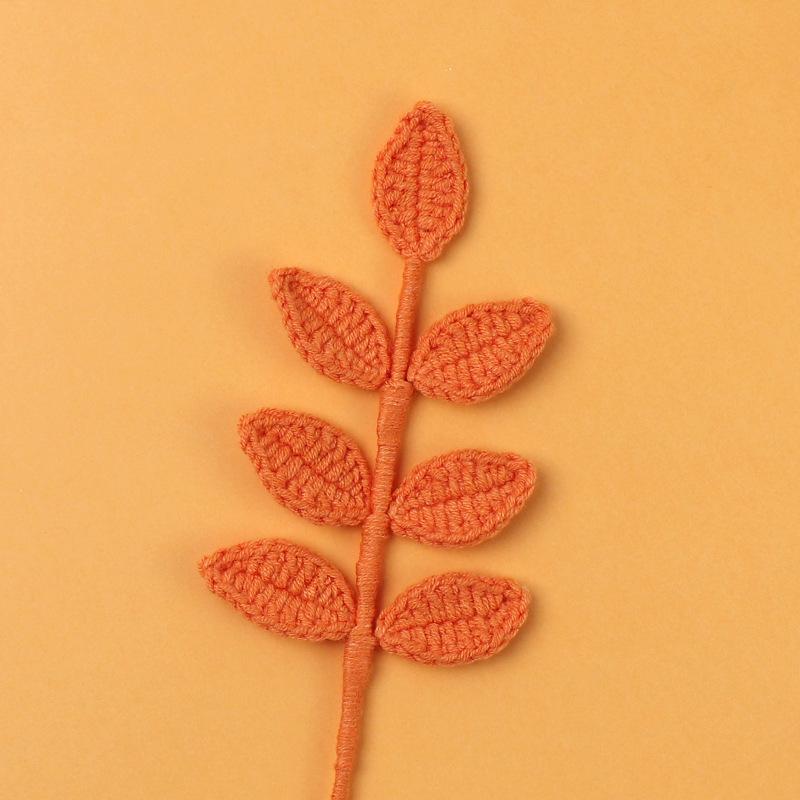 1pc Crochet Leaves Knitted Eucalyptus Leaves Handmade Knitting Plant Artificial Plant for Flower Vase Home Decor