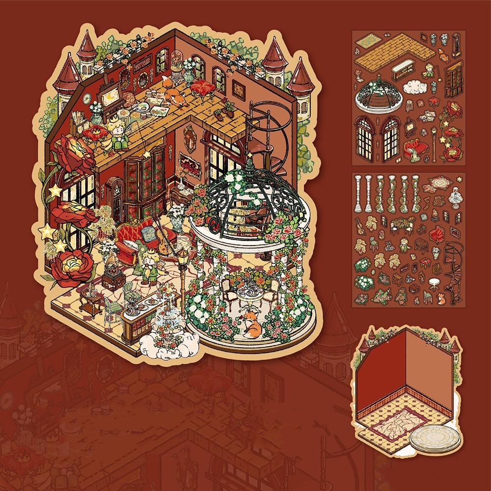 Cartoon Prince 3D Stacked Landscape Stickers Astronant Scene Scrapbook DIY Scene Decals Game Landscaping Making Sticker For Kid