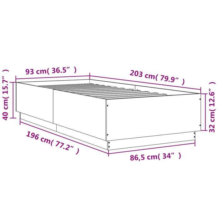 VidaXL Bed Frames, Single Bed with Slat Base, Adult Bed, Bedroom Furniture, Modern, Sonoma Grey 90x200 3209728