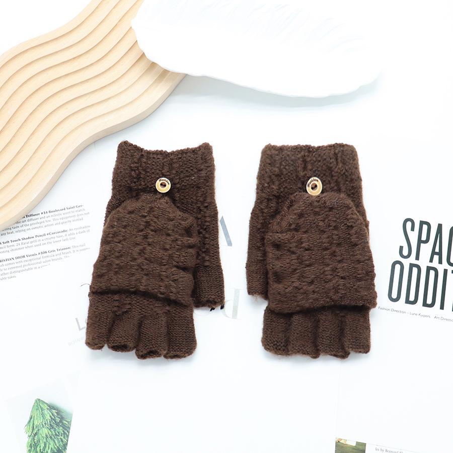 Zimní bezprsté rukavice s odklápěcím vrškem v korejském stylu - Unisex, kreslený design, kompatibilní s dotykovou obrazovkou, ideální pro psaní a ťukání