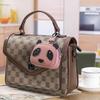 Leather compact key bag New panda bluetooth headset protective case First layer cowhide waist hanging universal key bag