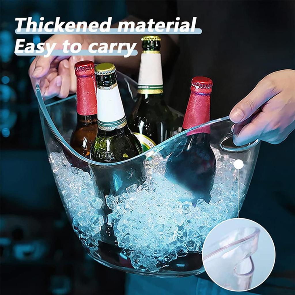 Clear Ice Bucket Multifunctional Drink Tub 2 Scoops Handle Cooling Large Ice Bucket For Wine Champagne Wine Beer Bar Supplies