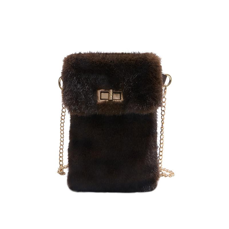 Real Mink Fur Bag Women's One Shoulder Crossbody Female Winter Plush Purses And Handbags Luxury Chain Messenger Shoulder Bag
