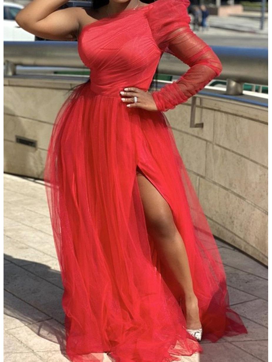 

«Свободное сетчатое платье-трапеция 2021 года, весна/лето, большие размеры» 4XL красный