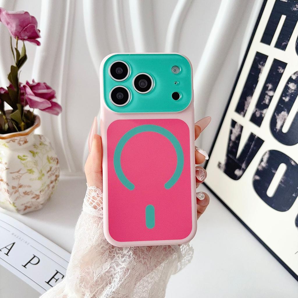 Applicable to iPhone11PROMAX dopamine mobile phone case, contrasting colors, colorful magnetic suction, Apple 11 two-color protective case