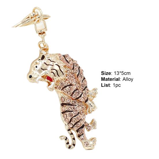 Portable Key Ring Fine Workmanship Alloy Tiger Rhinestone Keyring Keychain for Friends