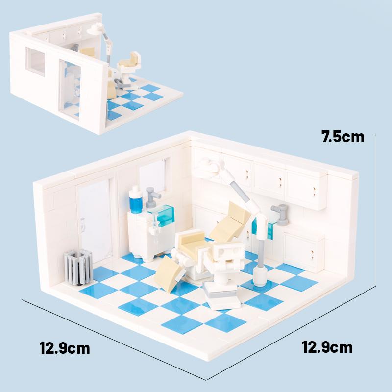 MOC City Church Bedroom Hospital Building Blocks Studio Christmas Cabin Mini Bricks Model Printed Figures Scene Kids Toys Gifts