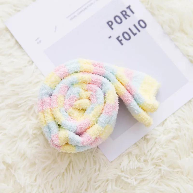 Soft Coral Fleece Knee Socks Winter Warm Girl Women Cute Cartoon Animal Stockings Striped Cozy Thigh High Christmas