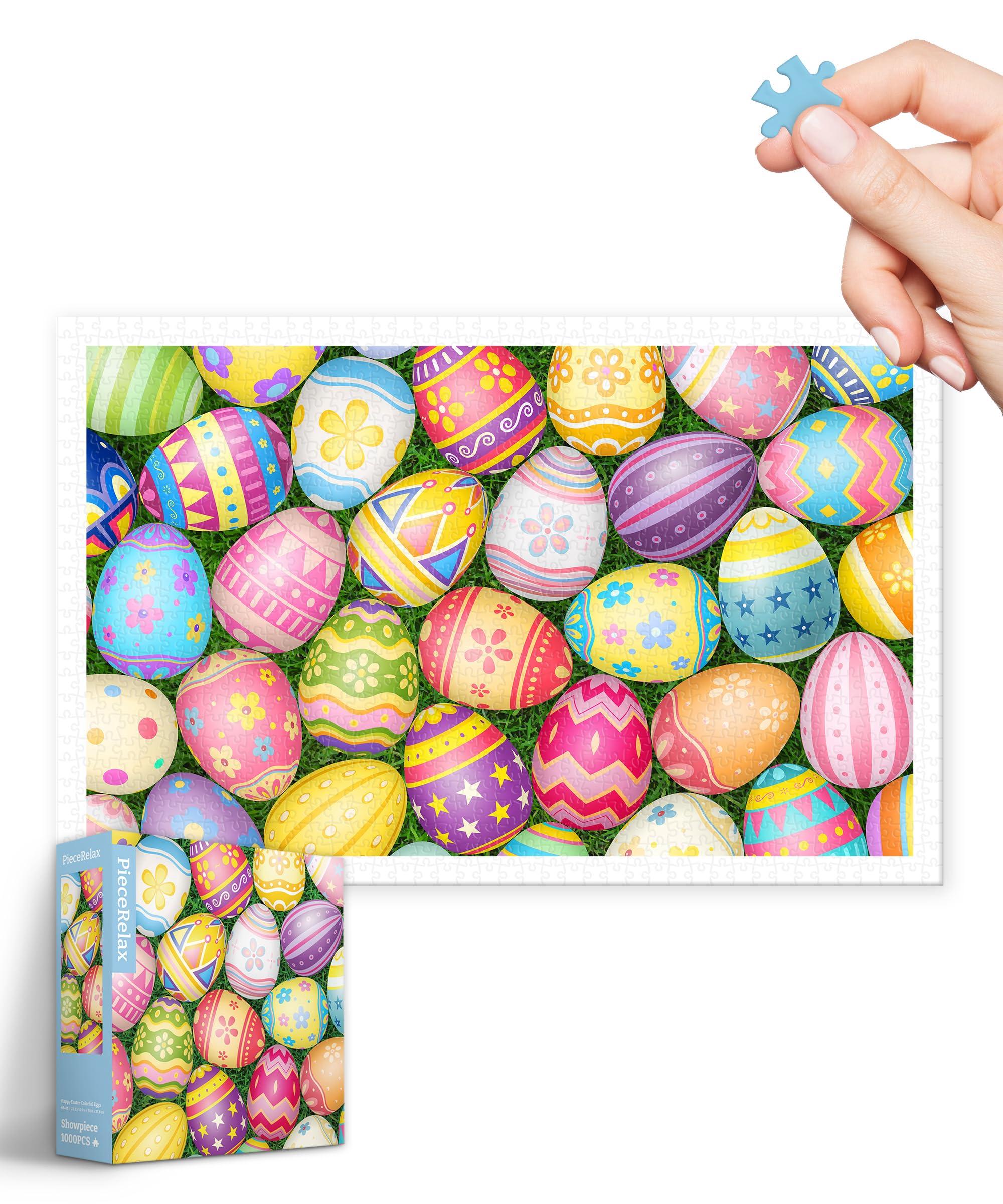 

PieceRelax 1000-Piece Plastic Jigsaw Puzzle Easter Egg (38x59cm) for Adults, Difficult, No Broken Pieces, Click-together [H3485]