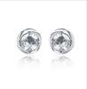 S925 Sterling Silver Amethyst Round Four-Claw Crystal Stud Earrings