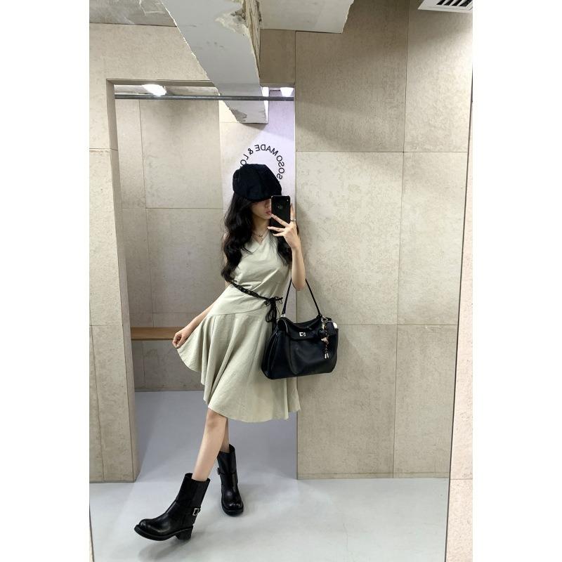 Cowhide version~ retro old thick heel straight Martin boots female western cowboy boots knight boots