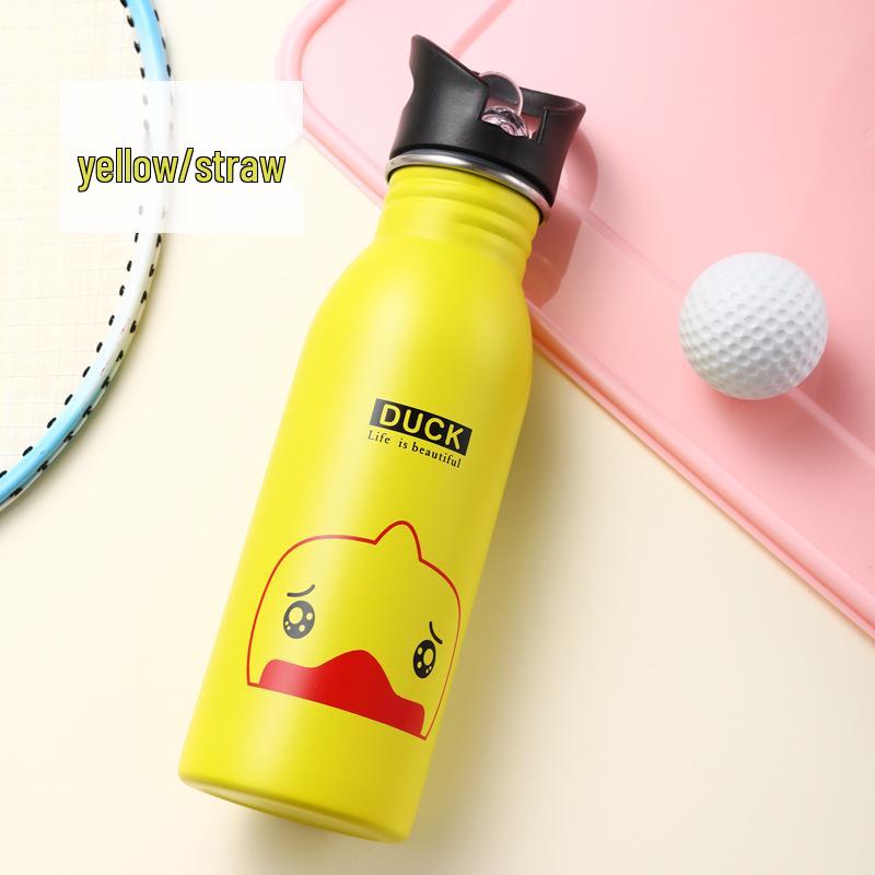 American-Style Children's Sports Water Bottle - 304 Stainless Steel Cartoon Kettle, Portable Fashion Cup, Gift Option