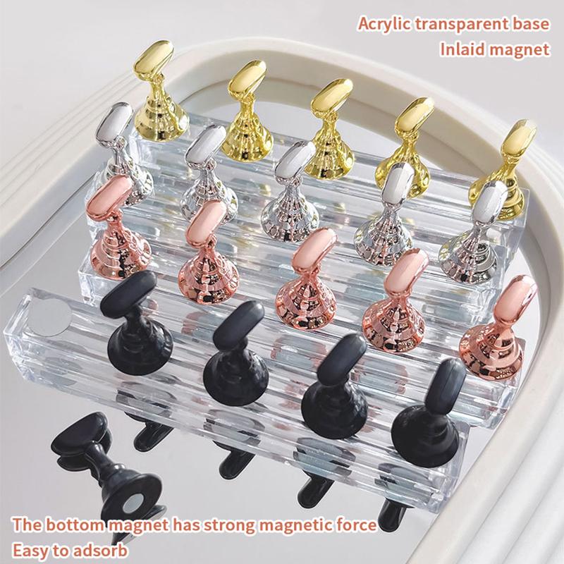 5/10 Pcs Magnetic Nail Stand For Press On Nails Display Fake Nail Nail Tips Practice Holder Beginner Diy
