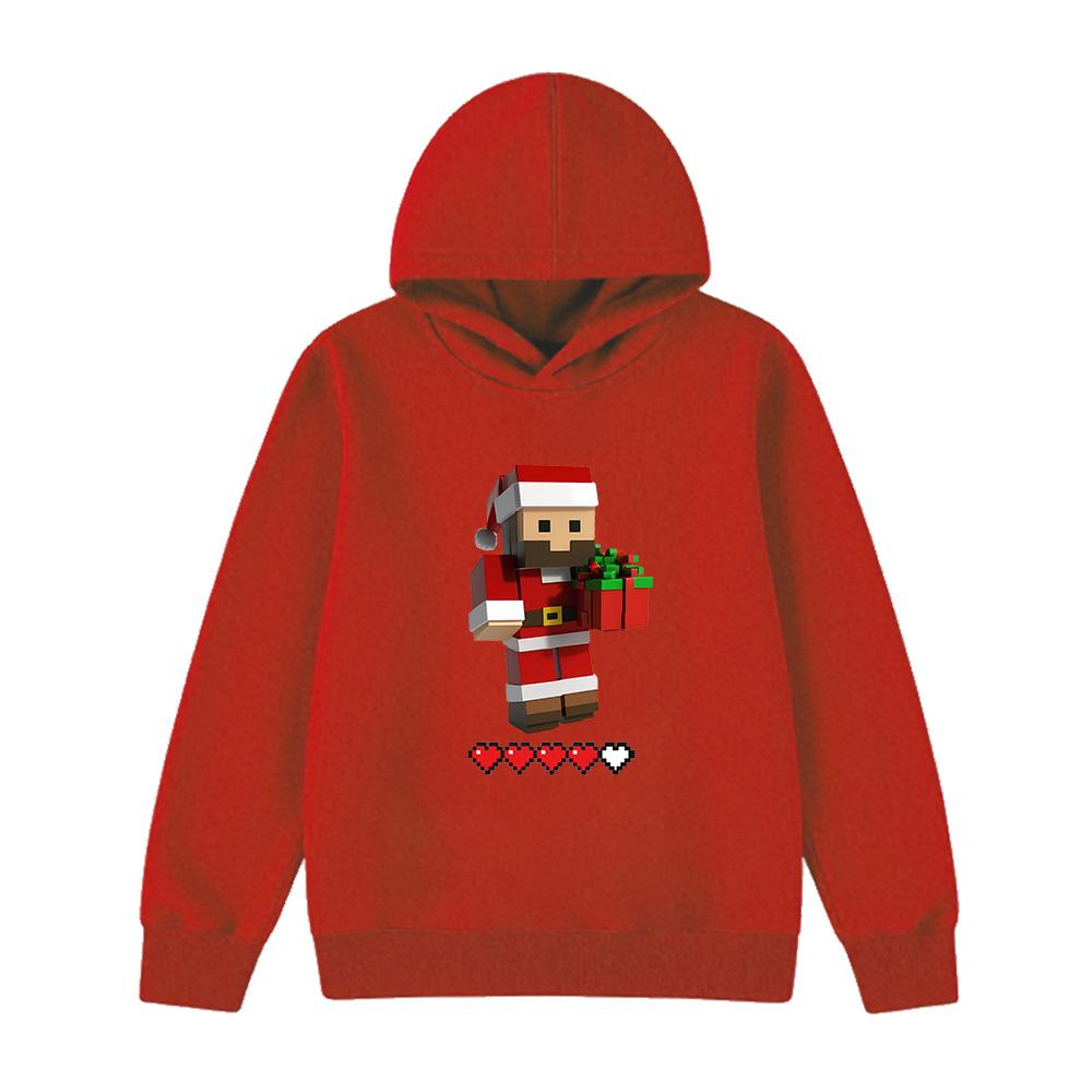 Minecraft Christmas Santa Claus Hoodie age 4-14 Pullover Sweatshirt for Kids Boys Girls Christmas Gift Costume cartoon print New Year gift
