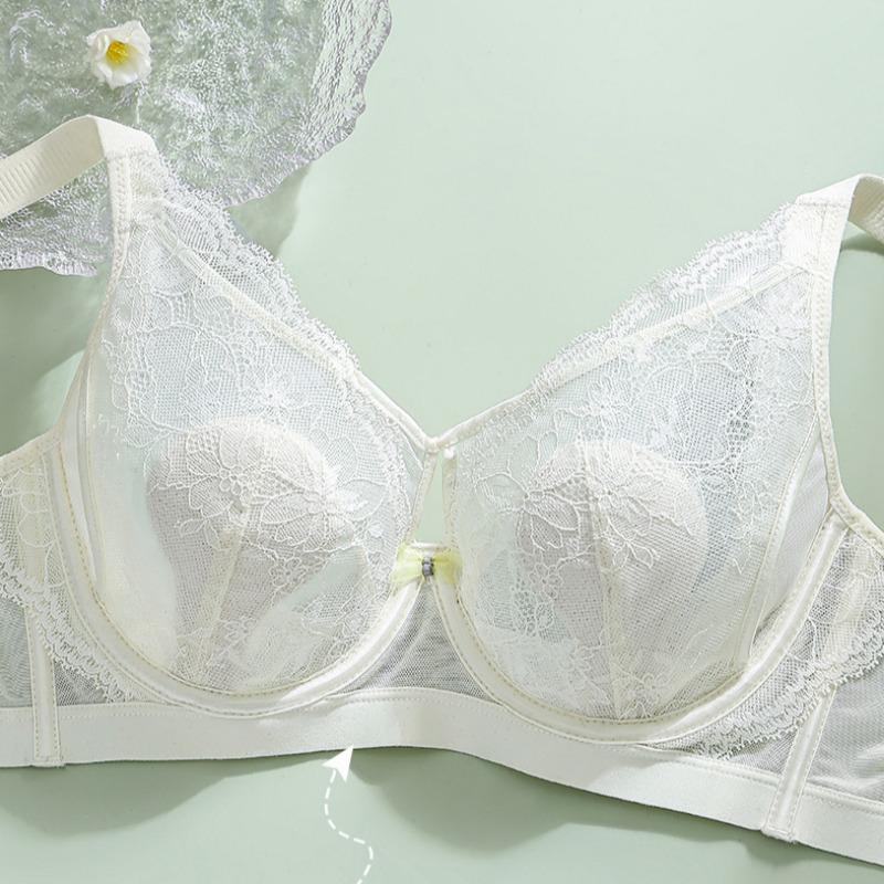 French Lace Crystal Cup Rabbit Ear Bra Soft Steel Ring Adjustment Sexy Push-up Ultra-thin Large Chest Small Underwear