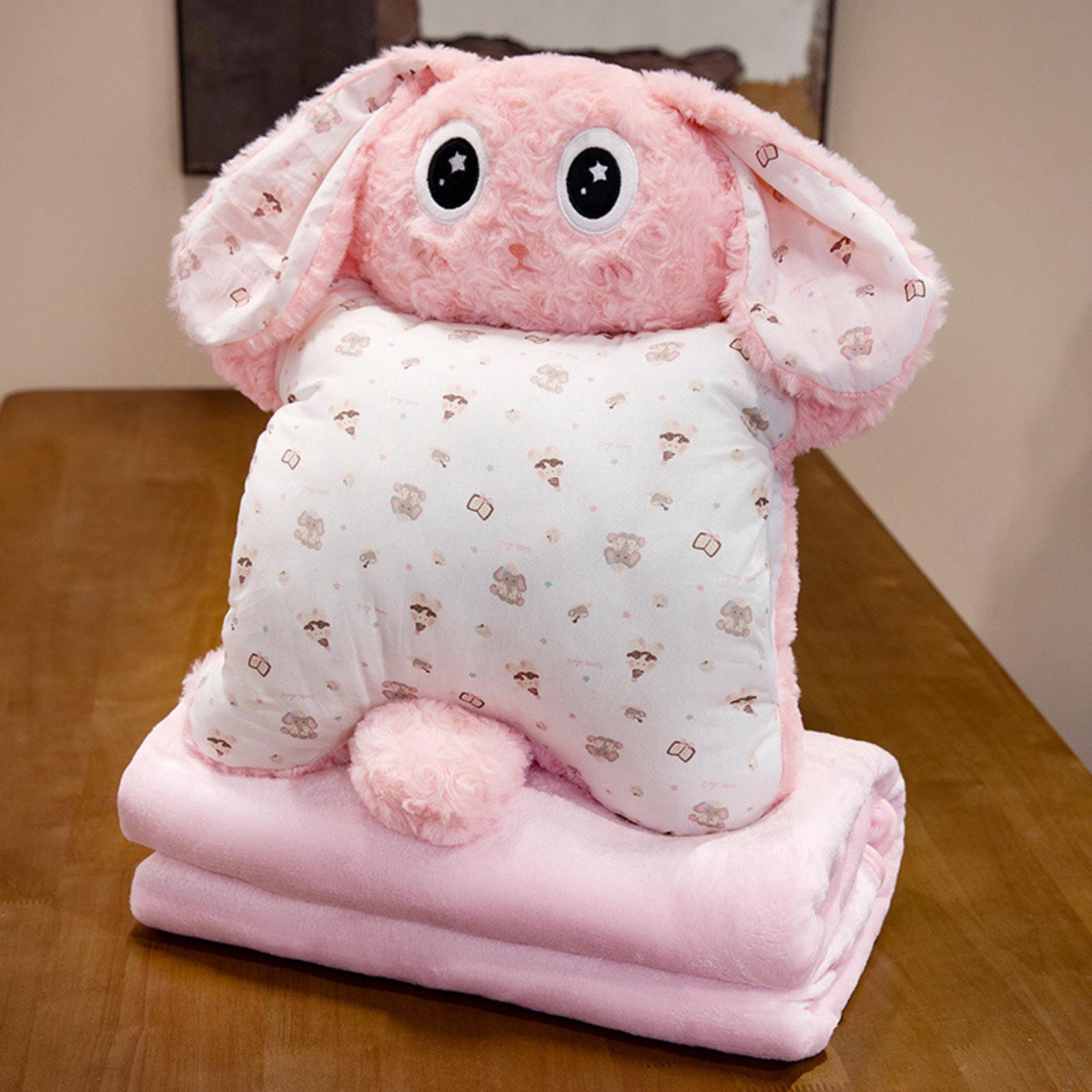 

2-In-1 Throw Pillow And Blanket, Cartoon Plush Backrest Pillow, Unfoldable Blanket, Sofa And Bed Headboard Cushion, Suitable For Children And Adults. S розовый