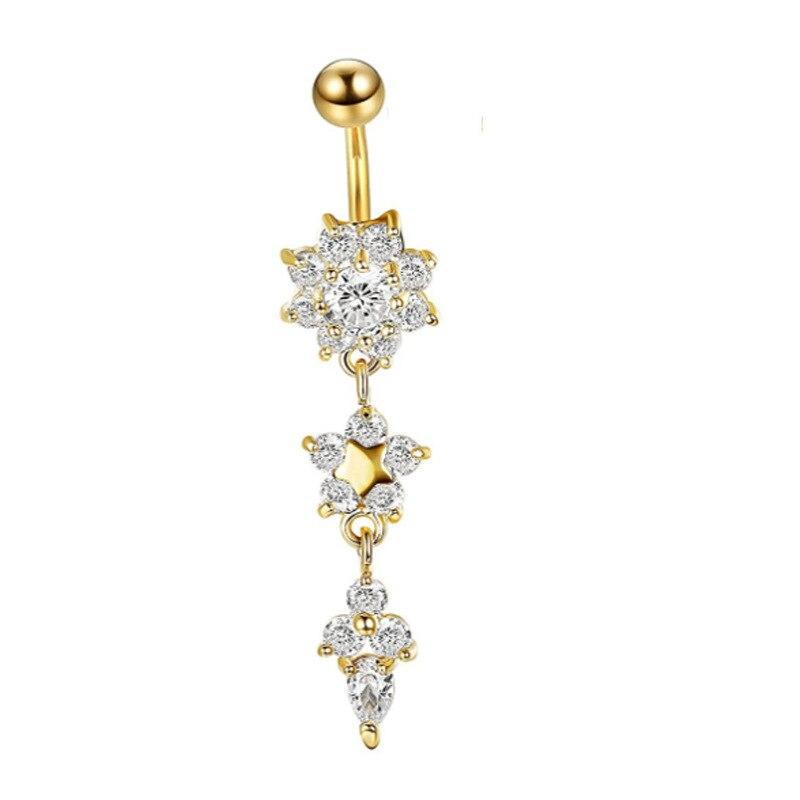 ZAKOL Flower 1 Pc Metal Crystal Zircon Belly Button Rings Piercing Women Navel Fashion Body Jewelries Gifts