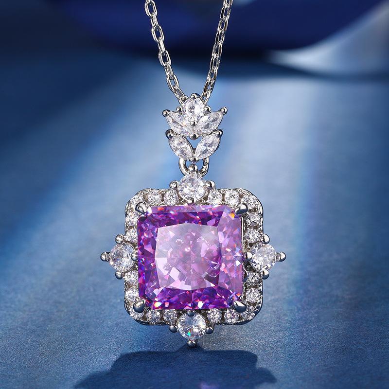 Autumn And Winter Jewelry High Carbon Diamond Ice Flower Cut Copper Inlaid Princess Square Set 12 * 12-10 * 10