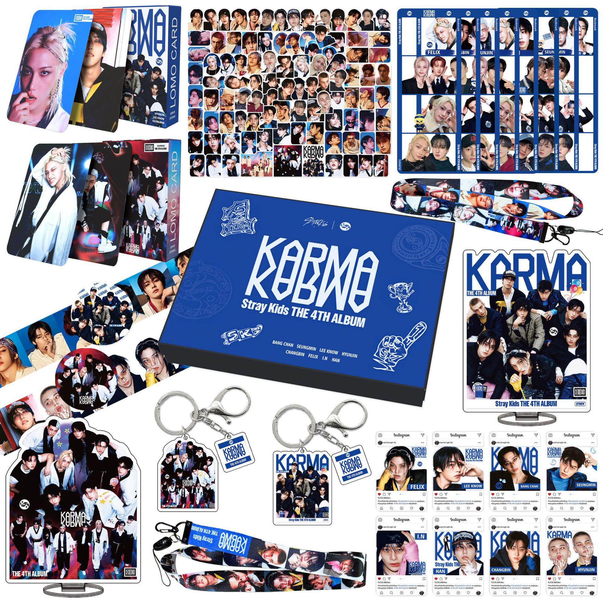 Новая Skzoo Stray Kids Большая Подарочная Коробка Karma Skz Набор Периферии Брелок Подвеска для Карточек Наклейки Закладка Настольная Фигурка Мини Легкая для Фанатов gray