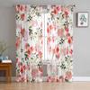 Wedding Flowers Rose Sheer Curtains Living Room Window Tulle Curtains For Bedroom Kitchen Home Decoration Voile Drapes