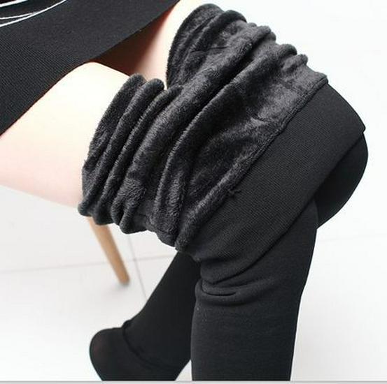 Extra Large Fleece-Lined Velvet Leggings - Step-On, One-Piece, Warm Autumn/Winter Wear