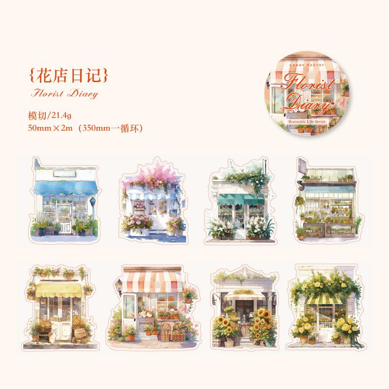 50mm*2m Romantic Life Theme Decoration PET Plant Ledger Material Flower Tape DIY Scrapbooking Hand Made Masking Tape