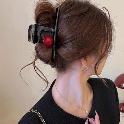 Clip Grande per Capelli a Pinza con Perla Coreana Donne Ragazze Acrilico Gelatina Fermagli per Capelli Monoparola Mollette Barrettes Accessori per Capelli da Donna