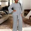 Women Sets Casual Long Sleeve Irregular Blouse and Pants Casual Two Piece Suit Sets